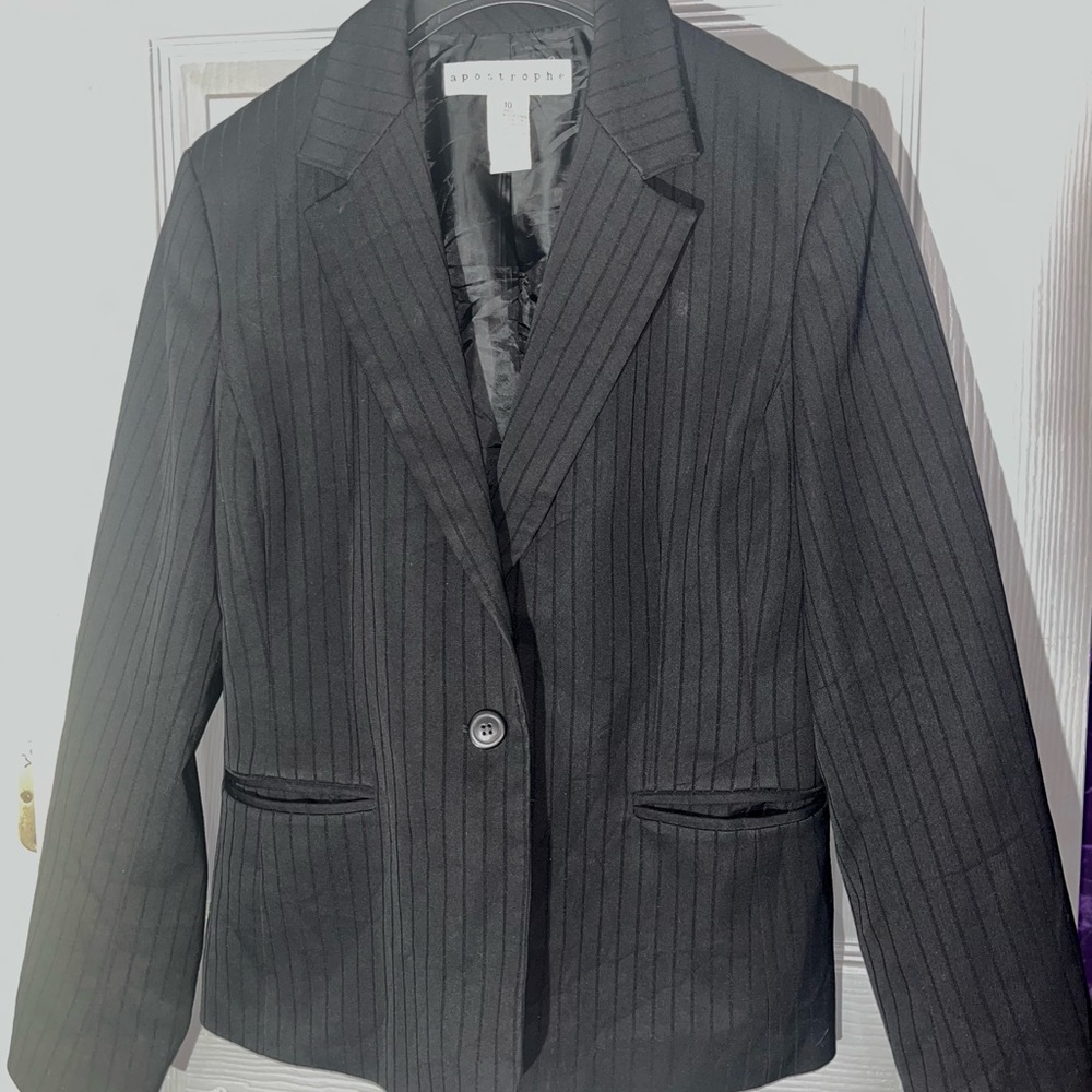Apostrophe Black Pinstripe Blazer‎